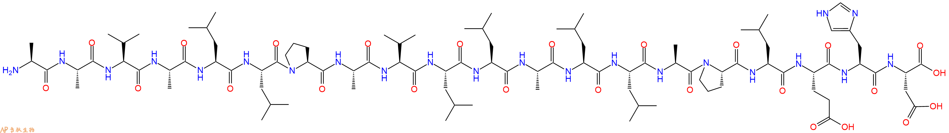 专肽生物产品H2N-Ala-Ala-Val-Ala-Leu-Leu-Pro-Ala-Val-Leu-Leu-Ala-Leu-Leu-Ala-Pro-Leu-Glu-His-Asp-COOH