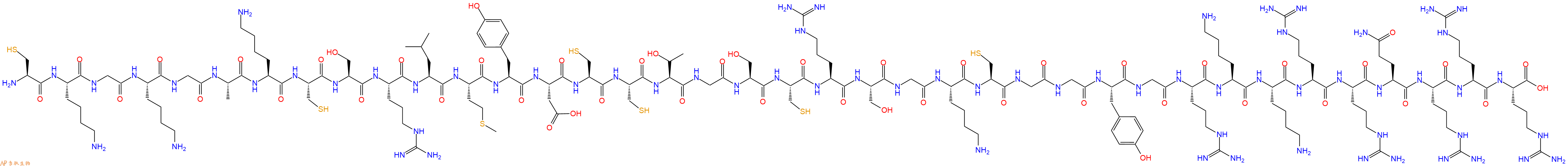 专肽生物产品H2N-Cys-Lys-Gly-Lys-Gly-Ala-Lys-Cys-Ser-Arg-Leu-Met-Tyr-Asp-Cys-Cys-Thr-Gly-Ser-Cys-Arg-Ser-Gly-Lys-Cys-Gly-Gly-Tyr-Gly-Arg-Lys-Lys-Arg-Arg-Gln-Arg-Arg-Arg-COOH