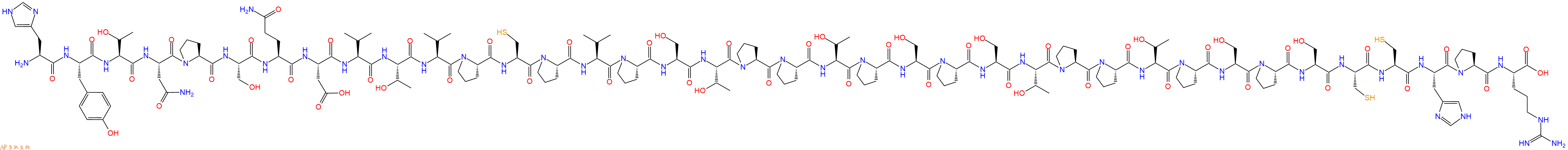 专肽生物产品H2N-His-Tyr-Thr-Asn-Pro-Ser-Gln-Asp-Val-Thr-Val-Pro-Cys-Pro-Val-Pro-Ser-Thr-Pro-Pro-Thr-Pro-Ser-Pro-Ser-Thr-Pro-Pro-Thr-Pro-Ser-Pro-Ser-Cys-Cys-His-Pro-Arg-COOH