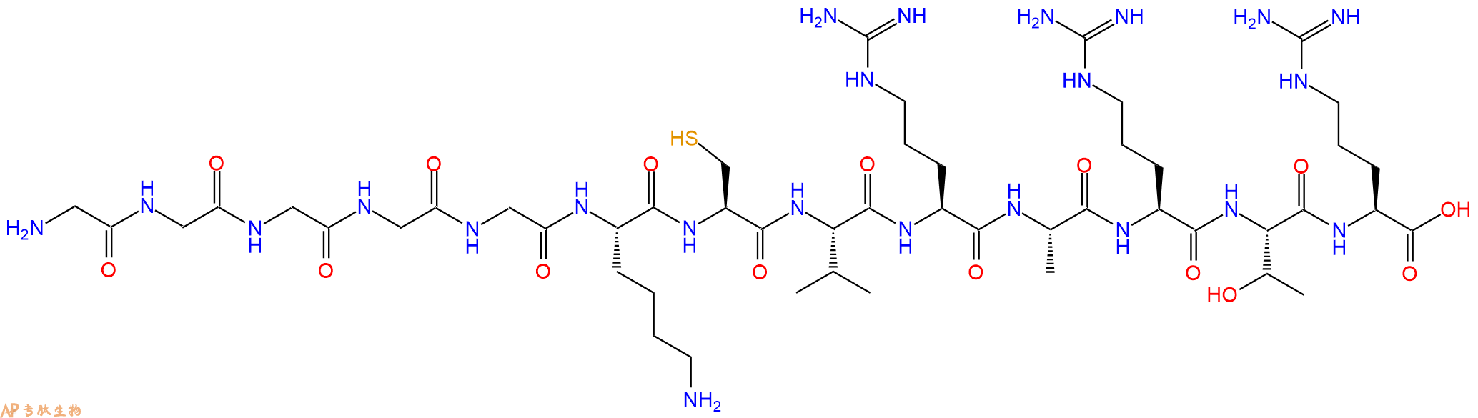 专肽生物产品H2N-Gly-Gly-Gly-Gly-Gly-Lys-Cys-Val-Arg-Ala-Arg-Thr-Arg-COOH