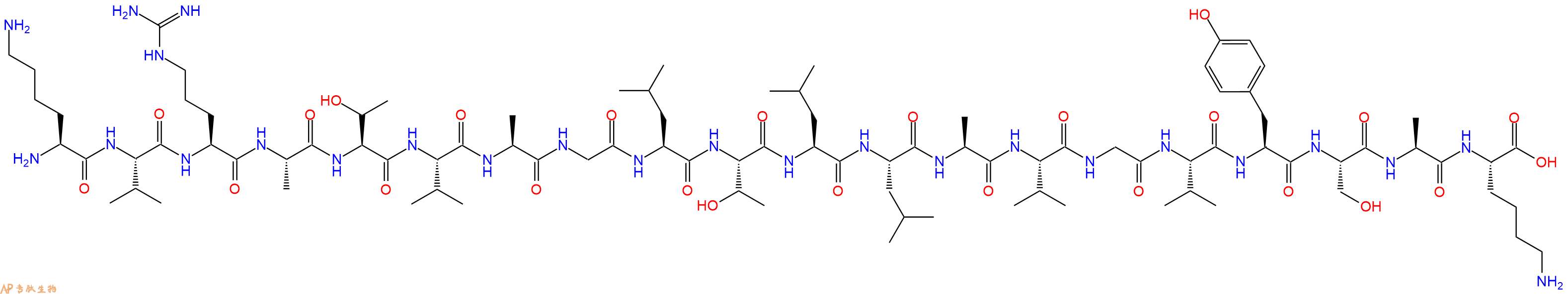 专肽生物产品H2N-Lys-Val-Arg-Ala-Thr-Val-Ala-Gly-Leu-Thr-Leu-Leu-Ala-Val-Gly-Val-Tyr-Ser-Ala-Lys-COOH