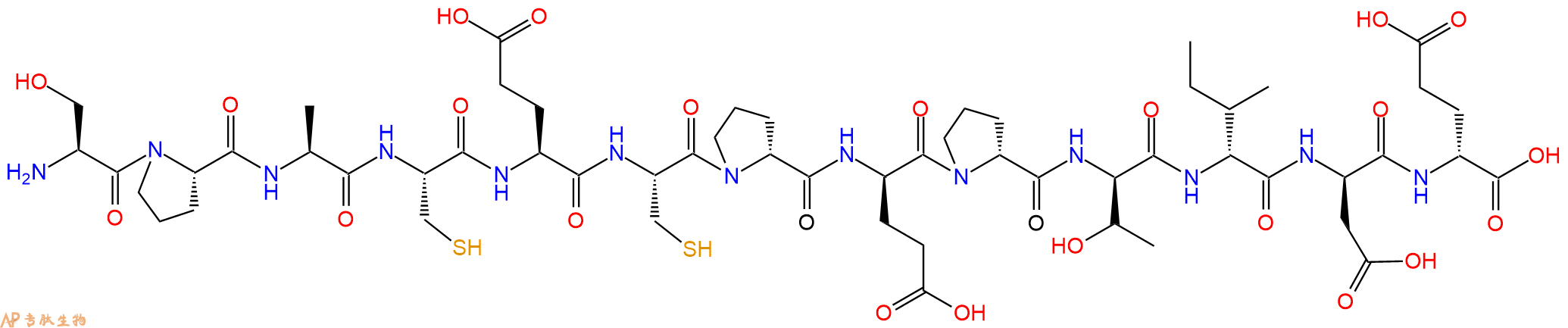 专肽生物产品H2N-Ser-Pro-Ala-Cys-Glu-Cys-DPro-DGlu-DPro-DThr-DIle-DAsp-DGlu-COOH