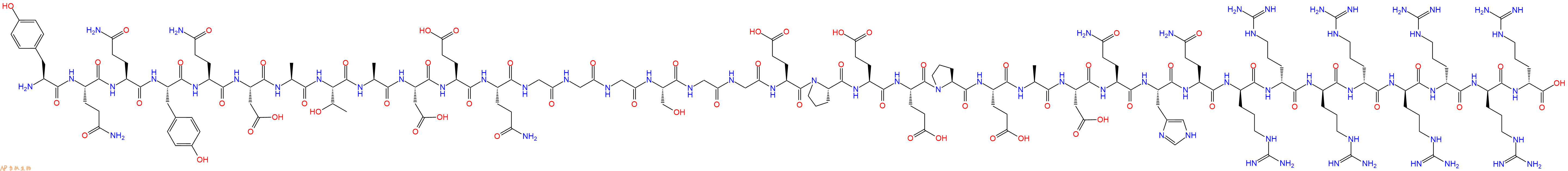 专肽生物产品H2N-Tyr-Gln-Gln-Tyr-Gln-Asp-Ala-Thr-Ala-Asp-Glu-Gln-Gly-Gly-Gly-Ser-Gly-Gly-Glu-Pro-Glu-Glu-Pro-Glu-Ala-Asp-Gln-His-Gln-DArg-DArg-DArg-DArg-DArg-DArg-DArg-DArg-COOH