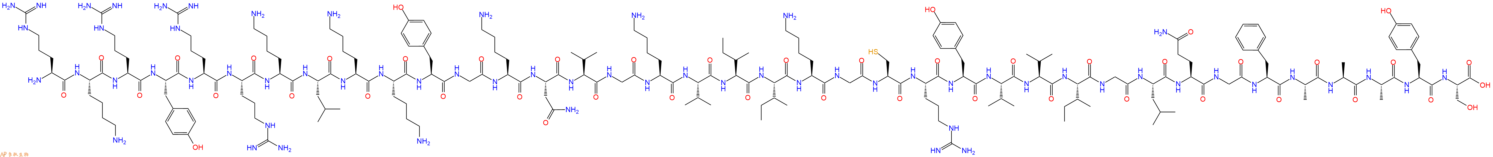 专肽生物产品H2N-Arg-Lys-Arg-Tyr-Arg-Arg-Lys-Leu-Lys-Lys-Tyr-Gly-Lys-Asn-Val-Gly-Lys-Val-Ile-Ile-Lys-Gly-Cys-Arg-Tyr-Val-Val-Ile-Gly-Leu-Gln-Gly-Phe-Ala-Ala-Ala-Tyr-Ser-COOH