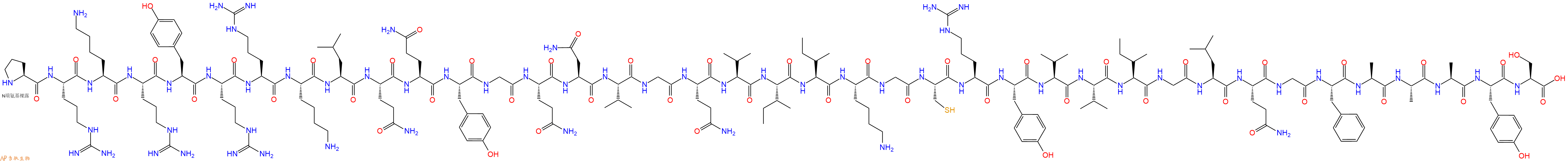 专肽生物产品H2N-Pro-Arg-Lys-Arg-Tyr-Arg-Arg-Lys-Leu-Gln-Gln-Tyr-Gly-Gln-Asn-Val-Gly-Gln-Val-Ile-Ile-Lys-Gly-Cys-Arg-Tyr-Val-Val-Ile-Gly-Leu-Gln-Gly-Phe-Ala-Ala-Ala-Tyr-Ser-COOH