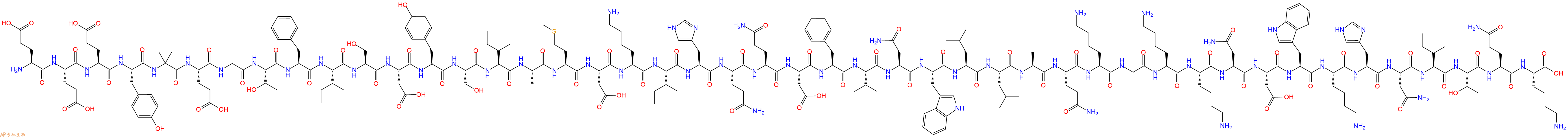 专肽生物产品H2N-Glu-Glu-Glu-Tyr-Aib-Glu-Gly-Thr-Phe-Ile-Ser-Asp-Tyr-Ser-Ile-Ala-Met-Asp-Lys-Ile-His-Gln-Gln-Asp-Phe-Val-Asn-Trp-Leu-Leu-Ala-Gln-Lys-Gly-Lys-Lys-Asn-Asp-Trp-Lys-His-Asn-Ile-Thr-Gln-Lys-COOH