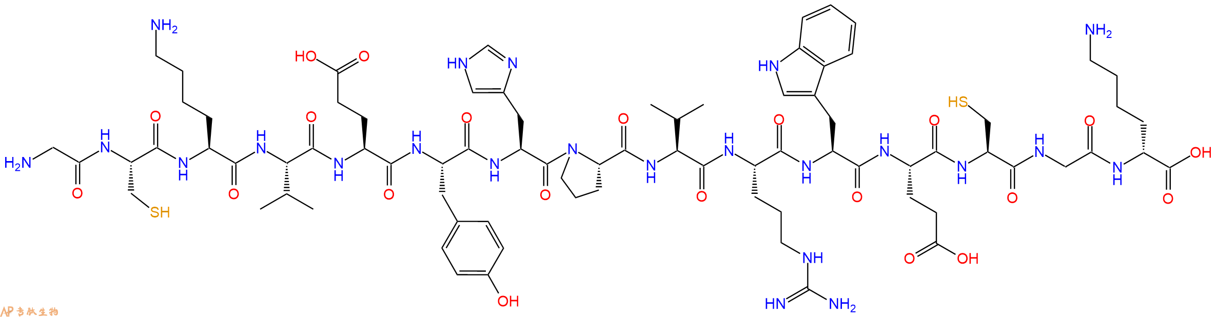 专肽生物产品H2N-Gly-Cys-Lys-Val-Glu-Tyr-His-Pro-Val-Arg-Trp-Glu-Cys-Gly-DLys-COOH