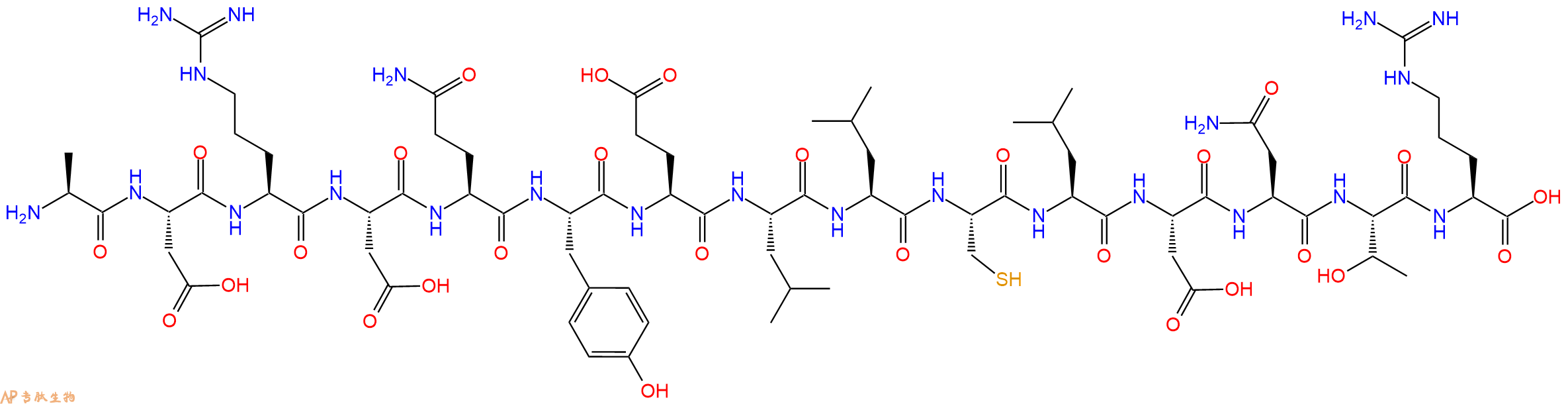 专肽生物产品H2N-Ala-Asp-Arg-Asp-Gln-Tyr-Glu-Leu-Leu-Cys-Leu-Asp-Asn-Thr-Arg-COOH