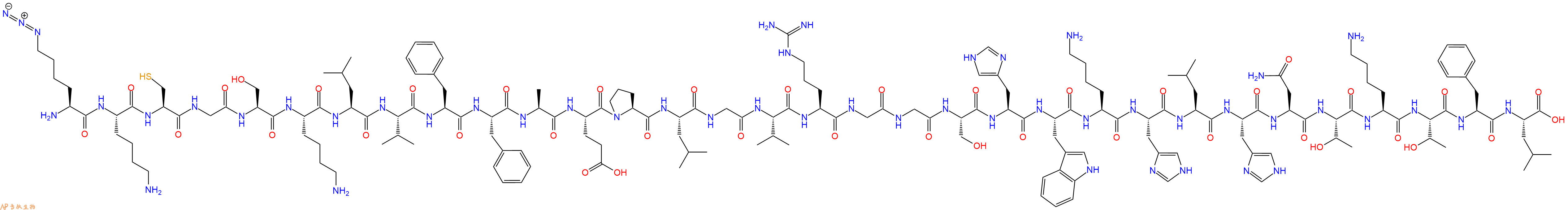 专肽生物产品H2N-Lys(N3)-Lys-Cys-Gly-Ser-Lys-Leu-Val-Phe-Phe-Ala-Glu-Pro-Leu-Gly-Val-Arg-Gly-Gly-Ser-His-Trp-Lys-His-Leu-His-Asn-Thr-Lys-Thr-Phe-Leu-COOH