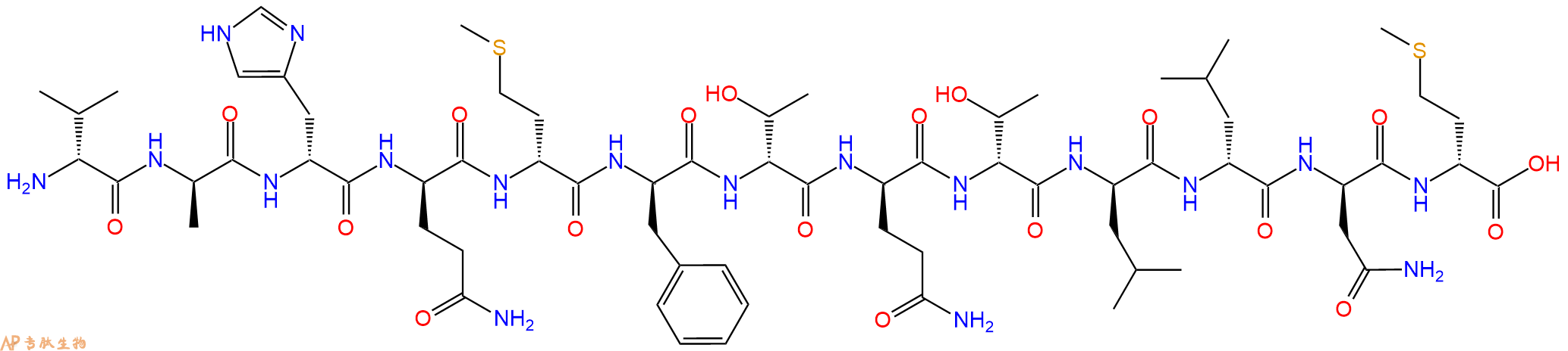 专肽生物产品H2N-DVal-DAla-DHis-DGln-DMet-DPhe-DThr-DGln-DThr-DLeu-DLeu-DAsn-DMet-COOH