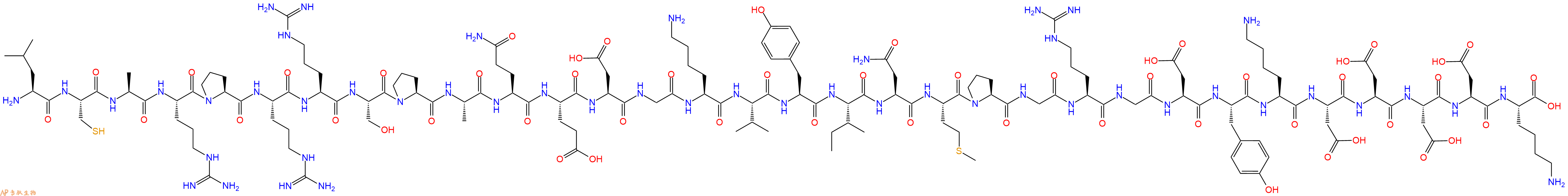 专肽生物产品H2N-Leu-Cys-Ala-Arg-Pro-Arg-Arg-Ser-Pro-Ala-Gln-Glu-Asp-Gly-Lys-Val-Tyr-Ile-Asn-Met-Pro-Gly-Arg-Gly-Asp-Tyr-Lys-Asp-Asp-Asp-Asp-Lys-COOH