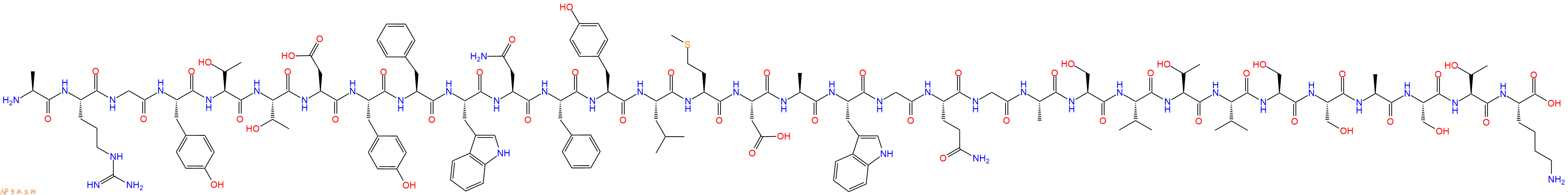 专肽生物产品H2N-Ala-Arg-Gly-Tyr-Thr-Thr-Asp-Tyr-Phe-Trp-Asn-Phe-Tyr-Leu-Met-Asp-Ala-Trp-Gly-Gln-Gly-Ala-Ser-Val-Thr-Val-Ser-Ser-Ala-Ser-Thr-Lys-COOH