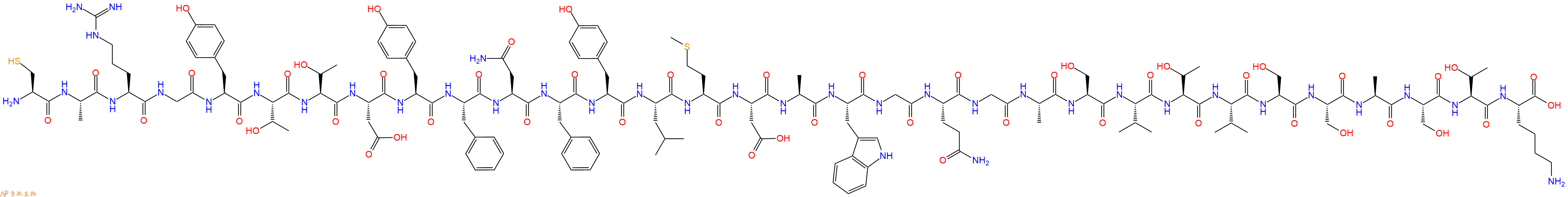 专肽生物产品H2N-Cys-Ala-Arg-Gly-Tyr-Thr-Thr-Asp-Tyr-Phe-Asn-Phe-Tyr-Leu-Met-Asp-Ala-Trp-Gly-Gln-Gly-Ala-Ser-Val-Thr-Val-Ser-Ser-Ala-Ser-Thr-Lys-COOH