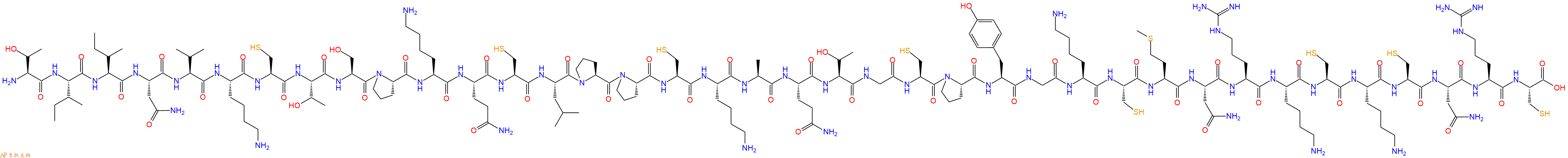 专肽生物产品H2N-Thr-Ile-Ile-Asn-Val-Lys-Cys-Thr-Ser-Pro-Lys-Gln-Cys-Leu-Pro-Pro-Cys-Lys-Ala-Gln-Thr-Gly-Cys-Pro-Tyr-Gly-Lys-Cys-Met-Asn-Arg-Lys-Cys-Lys-Cys-Asn-Arg-Cys-COOH
