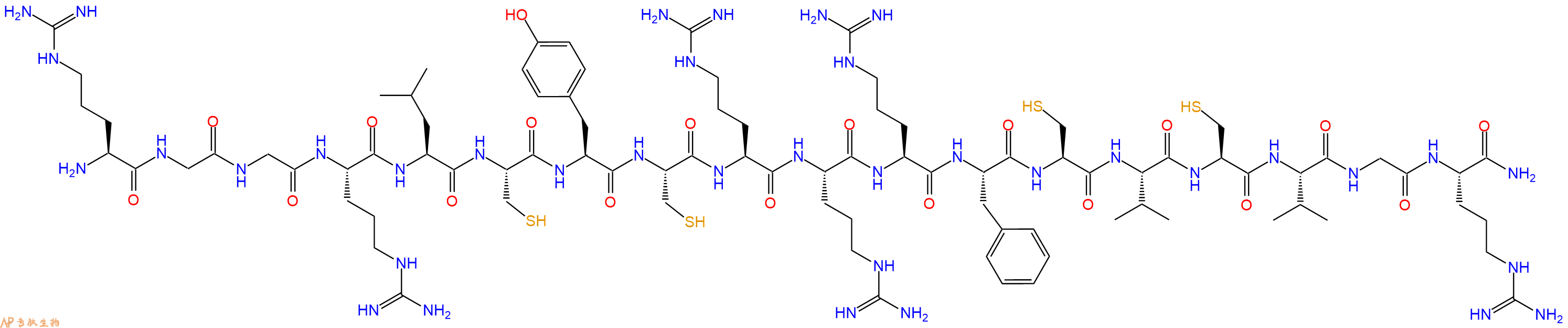 专肽生物产品H2N-Arg-Gly-Gly-Arg-Leu-Cys-Tyr-Cys-Arg-Arg-Arg-Phe-Cys-Val-Cys-Val-Gly-Arg-NH2