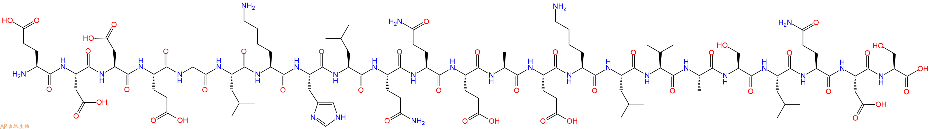 专肽生物产品H2N-Glu-Asp-Asp-Glu-Gly-Leu-Lys-His-Leu-Gln-Gln-Glu-Ala-Glu-Lys-Leu-Val-Ala-Ser-Leu-Gln-Asp-Ser-COOH