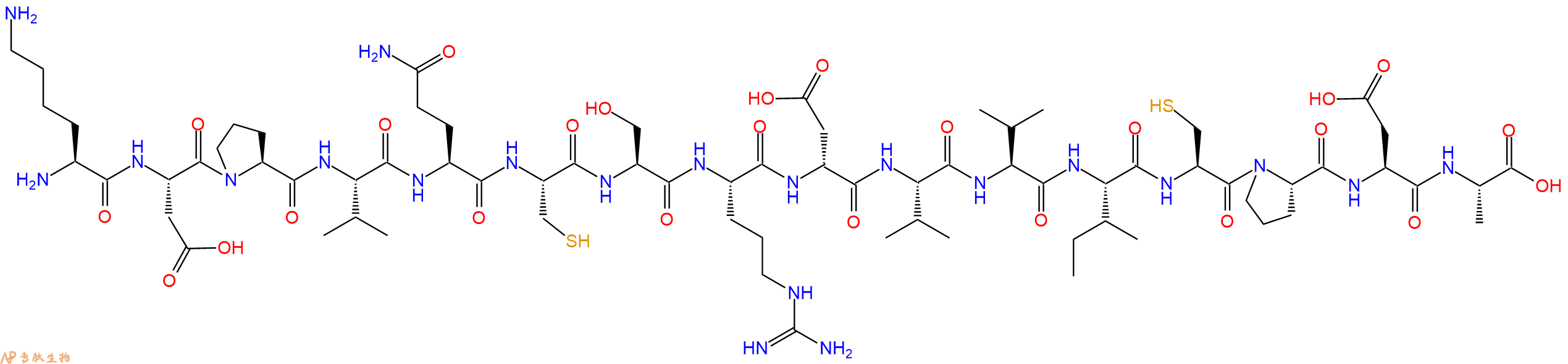 专肽生物产品H2N-Lys-Asp-Pro-Val-Gln-Cys-Ser-Arg-DAsp-Val-Val-Ile-Cys-Pro-Asp-Ala-COOH