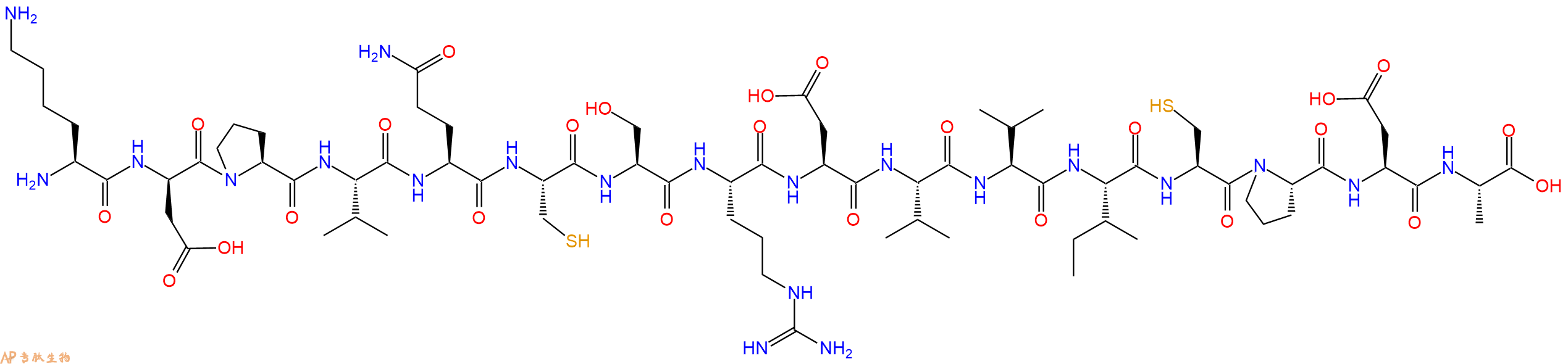 专肽生物产品H2N-Lys-DAsp-Pro-Val-Gln-Cys-Ser-Arg-Asp-Val-Val-Ile-Cys-Pro-Asp-Ala-COOH