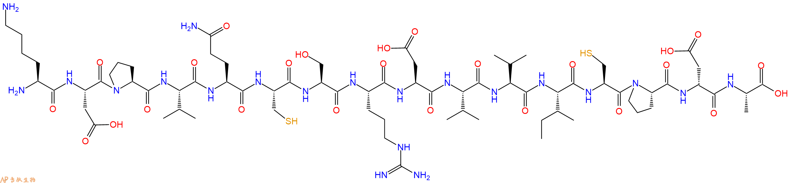 专肽生物产品H2N-Lys-Asp-Pro-Val-Gln-Cys-Ser-Arg-Asp-Val-Val-Ile-Cys-Pro-DAsp-Ala-COOH