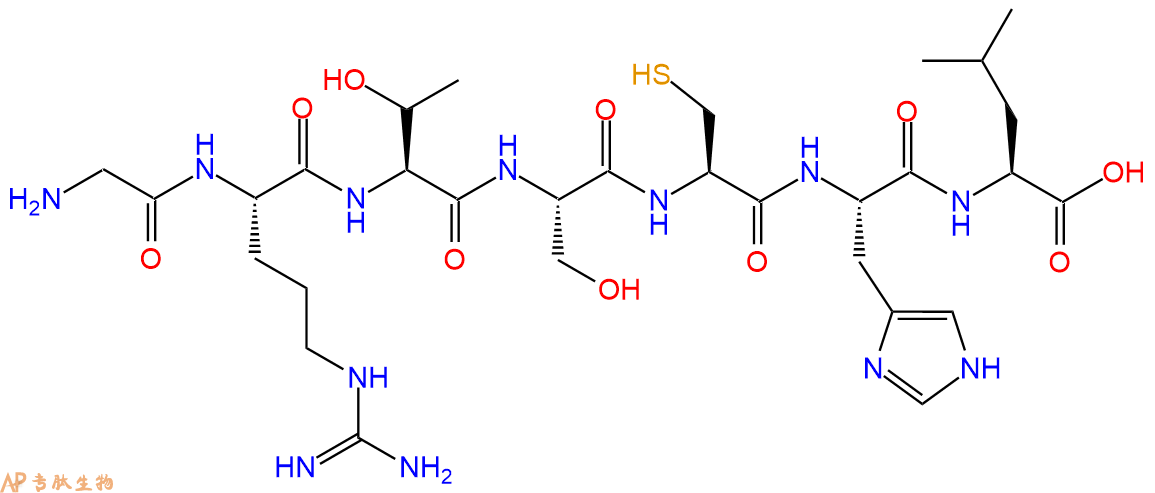 专肽生物产品H2N-Gly-Arg-Thr-Ser-Cys-His-Leu-COOH