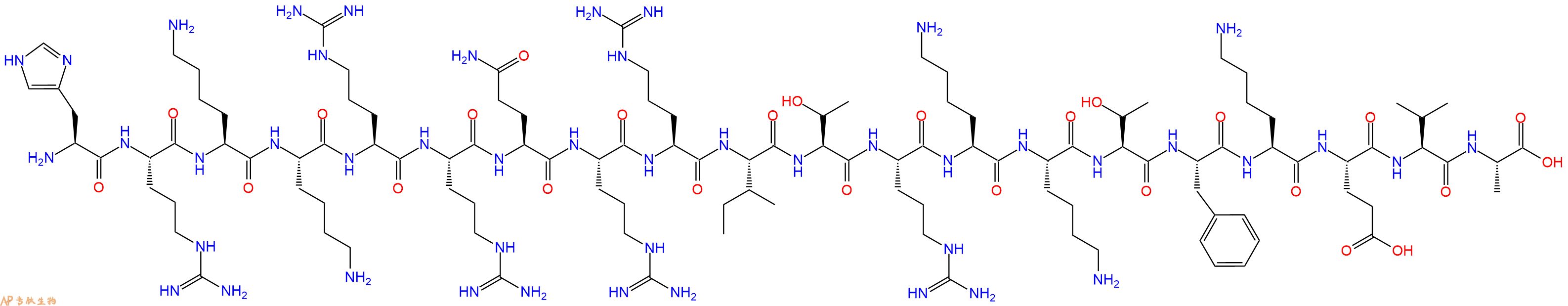 专肽生物产品H2N-His-Arg-Lys-Lys-Arg-Arg-Gln-Arg-Arg-Ile-Thr-Arg-Lys-Lys-Thr-Phe-Lys-Glu-Val-Ala-COOH
