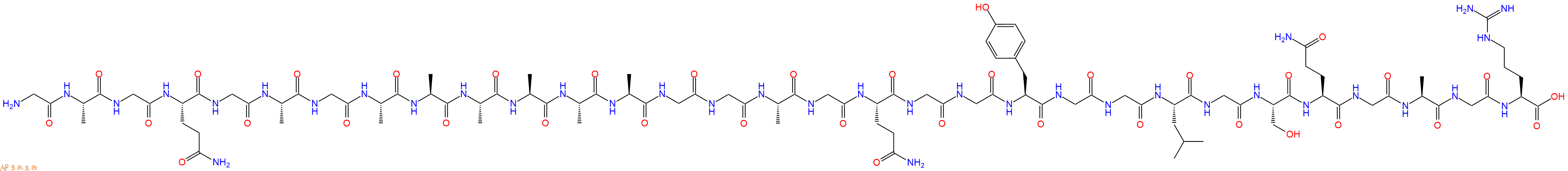 专肽生物产品H2N-Gly-Ala-Gly-Gln-Gly-Ala-Gly-Ala-Ala-Ala-Ala-Ala-Ala-Gly-Gly-Ala-Gly-Gln-Gly-Gly-Tyr-Gly-Gly-Leu-Gly-Ser-Gln-Gly-Ala-Gly-Arg-COOH