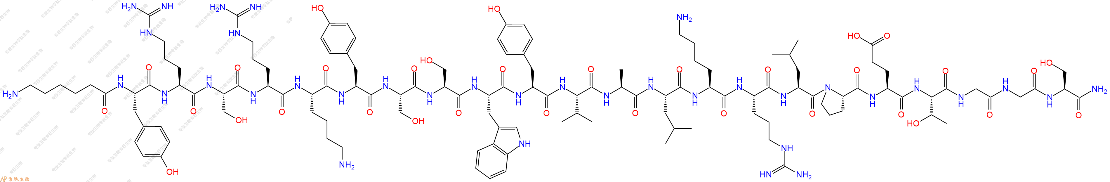 专肽生物产品H2N-Ahx-Tyr-Arg-Ser-Arg-Lys-Tyr-Ser-Ser-Trp-Tyr-Val-Ala-Leu-Lys-Arg-Leu-Pro-Glu-Thr-Gly-Gly-Ser-NH2