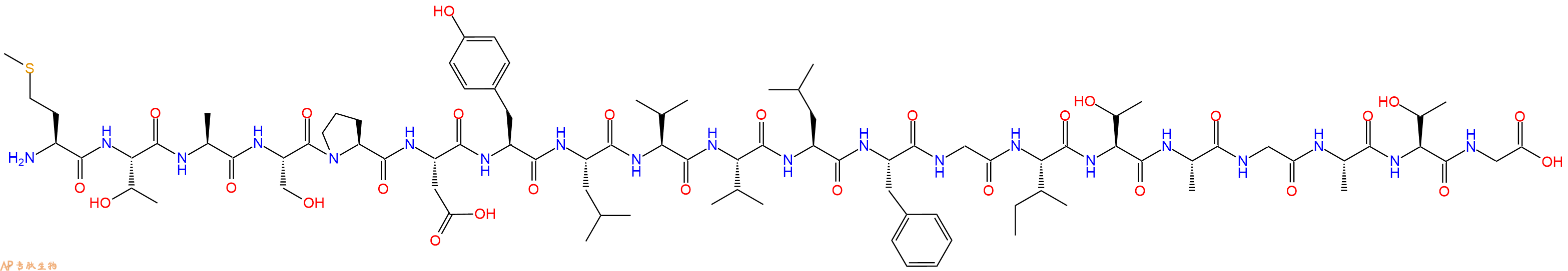 专肽生物产品H2N-Met-Thr-Ala-Ser-Pro-Asp-Tyr-Leu-Val-Val-Leu-Phe-Gly-Ile-Thr-Ala-Gly-Ala-Thr-Gly-COOH