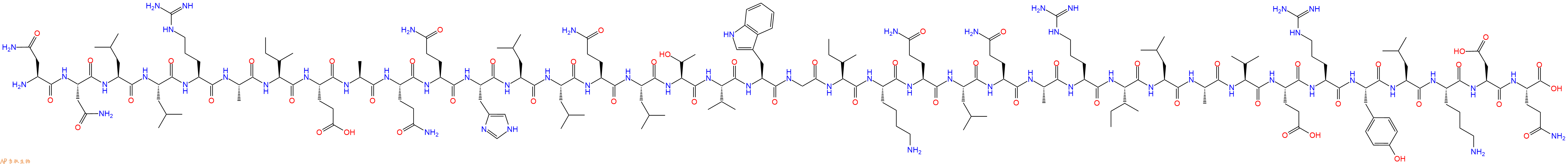 专肽生物产品H2N-Asn-Asn-Leu-Leu-Arg-Ala-Ile-Glu-Ala-Gln-Gln-His-Leu-Leu-Gln-Leu-Thr-Val-Trp-Gly-Ile-Lys-Gln-Leu-Gln-Ala-Arg-Ile-Leu-Ala-Val-Glu-Arg-Tyr-Leu-Lys-Asp-Gln-COOH