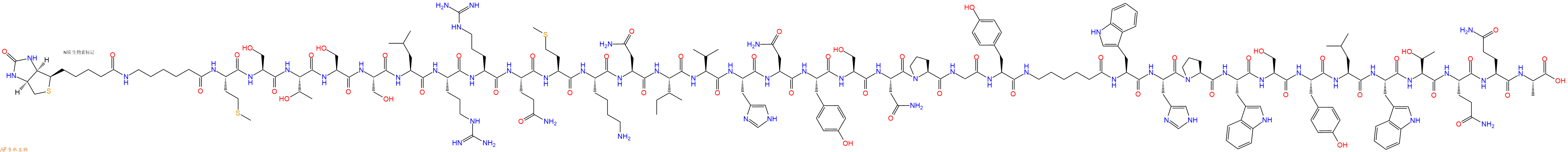 专肽生物产品Biotin-Ahx-Met-Ser-Thr-Ser-Ser-Leu-Arg-Arg-Gln-Met-Lys-Asn-Ile-Val-His-Asn-Tyr-Ser-Asn-Pro-Gly-Tyr-Ahx-Trp-His-Pro-Trp-Ser-Tyr-Leu-Trp-Thr-Gln-Gln-Ala-COOH