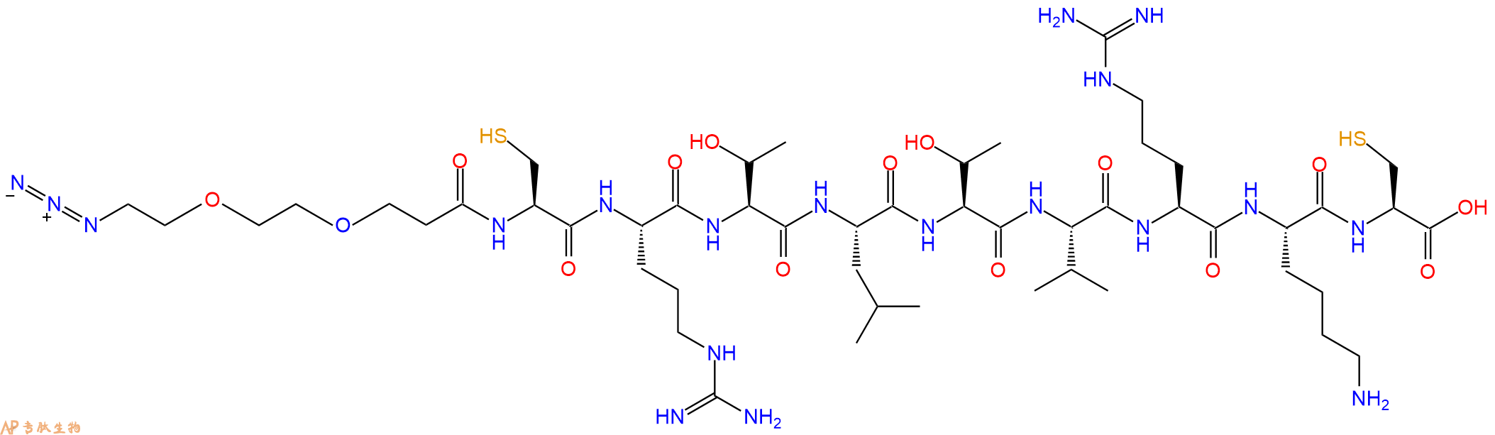 专肽生物产品Azido-PEG2-CH2CH2CO-Cys-Arg-Thr-Leu-Thr-Val-Arg-Lys-Cys