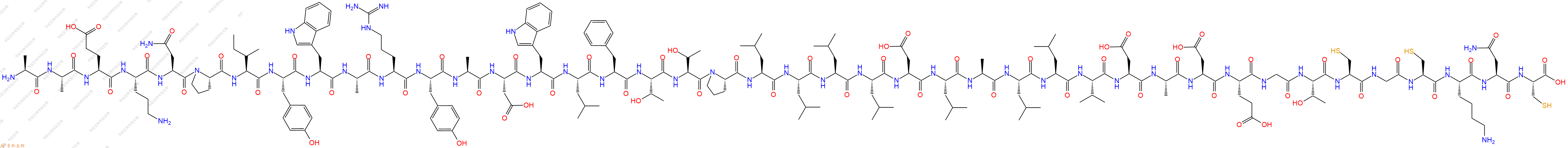 专肽生物产品H2N-Ala-Ala-Glu-Orn-Asn-Pro-Ile-Tyr-Trp-Ala-Arg-Tyr-Ala-Asp-Trp-Leu-Phe-Thr-Thr-Pro-Leu-Leu-Leu-Leu-Asp-Leu-Ala-Leu-Leu-Val-Asp-Ala-Asp-Glu-Gly-Thr-Cys-Gly-Cys-Lys-Asn-Cys-COOH