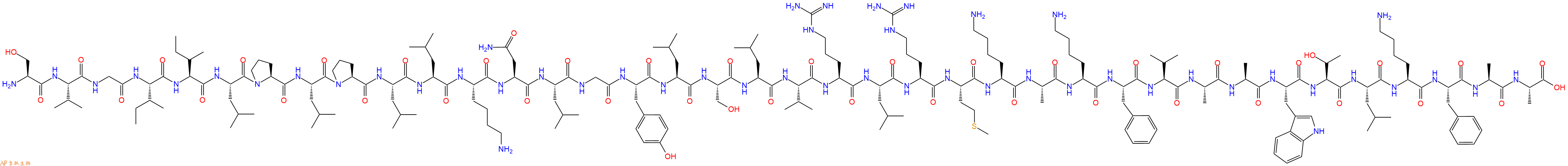 专肽生物产品H2N-Ser-Val-Gly-Ile-Ile-Leu-Pro-Leu-Pro-Leu-Leu-Lys-Asn-Leu-Gly-Tyr-Leu-Ser-Leu-Val-Arg-Leu-Arg-Met-Lys-Ala-Lys-Phe-Val-Ala-Ala-Trp-Thr-Leu-Lys-Phe-Ala-Ala-COOH