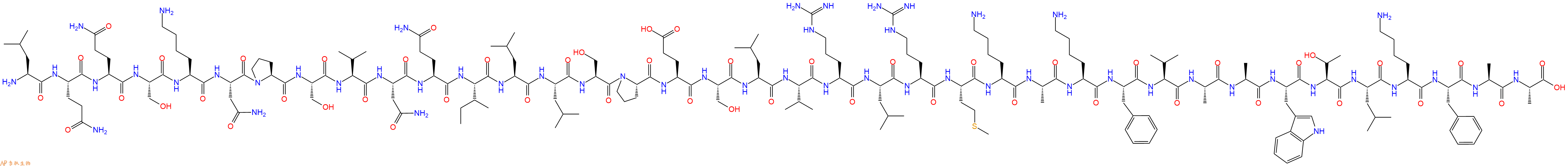 专肽生物产品H2N-Leu-Gln-Gln-Ser-Lys-Asn-Pro-Ser-Val-Asn-Gln-Ile-Leu-Leu-Ser-Pro-Glu-Ser-Leu-Val-Arg-Leu-Arg-Met-Lys-Ala-Lys-Phe-Val-Ala-Ala-Trp-Thr-Leu-Lys-Phe-Ala-Ala-COOH