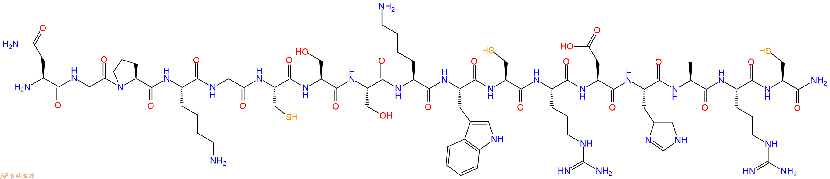 专肽生物产品H2N-Asn-Gly-Pro-Lys-Gly-Cys-Ser-Ser-Lys-Trp-Cys-Arg-Asp-His-Ala-Arg-Cys-NH2