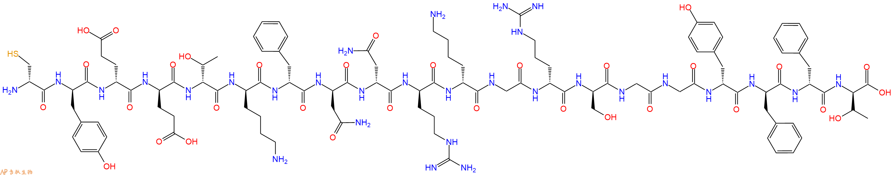 专肽生物产品H2N-DCys-DTyr-DGlu-DGlu-DThr-DLys-DPhe-DAsn-DAsn-DArg-DLys-Gly-DArg-DSer-Gly-Gly-DTyr-DPhe-DPhe-DThr-COOH