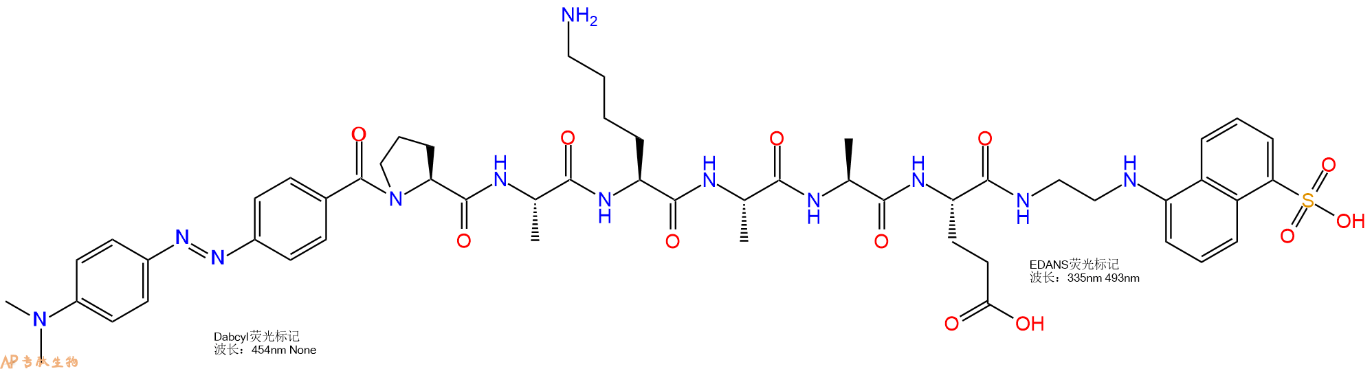 专肽生物产品DABCYL-Pro-Ala-Lys-Ala-Ala-Glu-EDANS