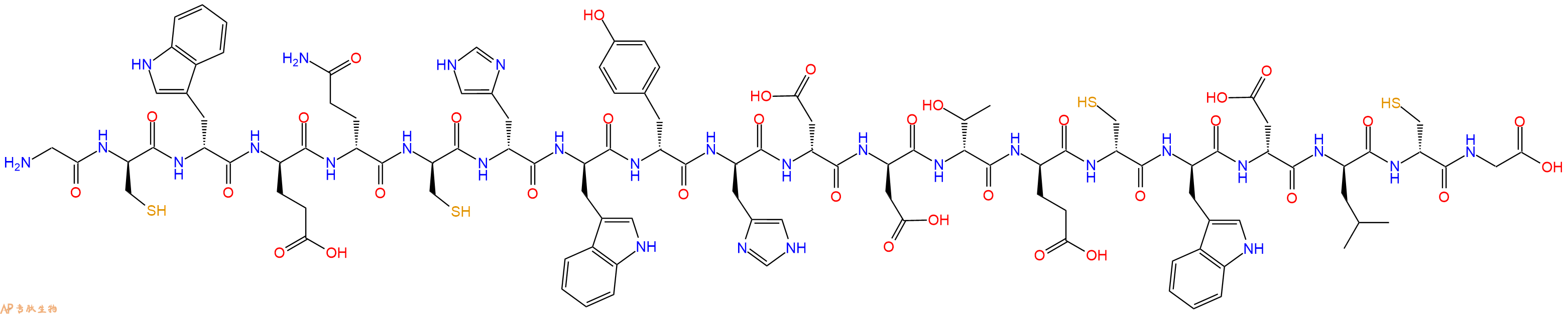 专肽生物产品H2N-Gly-DCys-DTrp-DGlu-DGln-DCys-DHis-DTrp-DTyr-DHis-DAsp-DAsp-DThr-DGlu-DCys-DTrp-DAsp-DLeu-DCys-Gly-COOH