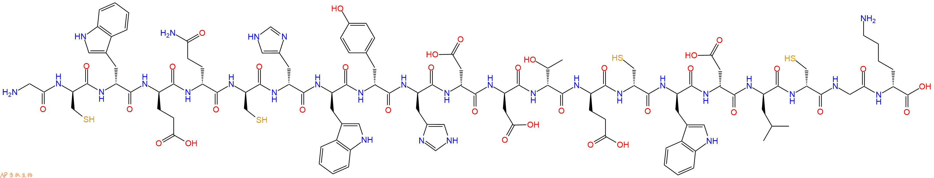 专肽生物产品H2N-Gly-DCys-DTrp-DGlu-DGln-DCys-DHis-DTrp-DTyr-DHis-DAsp-DAsp-DThr-DGlu-DCys-DTrp-DAsp-DLeu-DCys-Gly-DLys-COOH