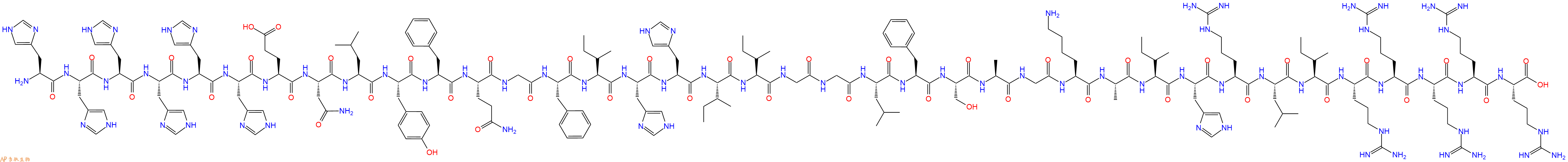 专肽生物产品H2N-His-His-His-His-His-His-Glu-Asn-Leu-Tyr-Phe-Gln-Gly-Phe-Ile-His-His-Ile-Ile-Gly-Gly-Leu-Phe-Ser-Ala-Gly-Lys-Ala-Ile-His-Arg-Leu-Ile-Arg-Arg-Arg-Arg-Arg-COOH