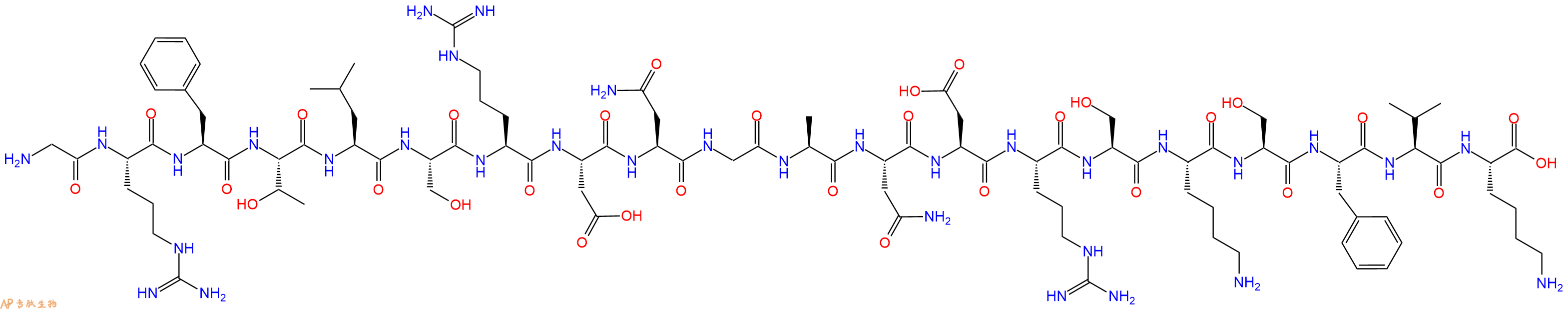 专肽生物产品H2N-Gly-Arg-Phe-Thr-Leu-Ser-Arg-Asp-Asn-Gly-Ala-Asn-Asp-Arg-Ser-Lys-Ser-Phe-Val-Lys-COOH