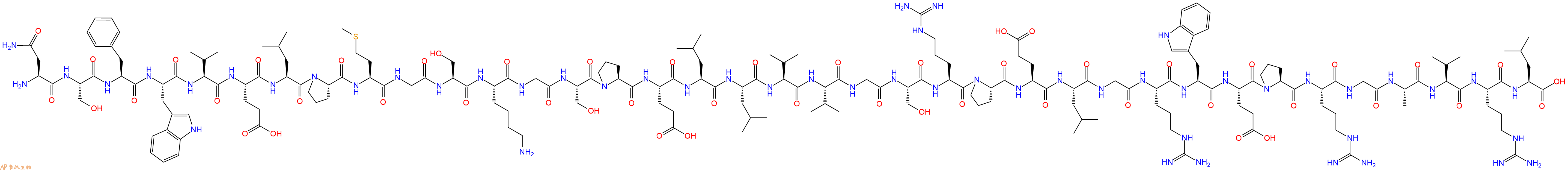 专肽生物产品H2N-Asn-Ser-Phe-Trp-Val-Glu-Leu-Pro-Met-Gly-Ser-Lys-Gly-Ser-Pro-Glu-Leu-Leu-Val-Val-Gly-Ser-Arg-Pro-Glu-Leu-Gly-Arg-Trp-Glu-Pro-Arg-Gly-Ala-Val-Arg-Leu-COOH