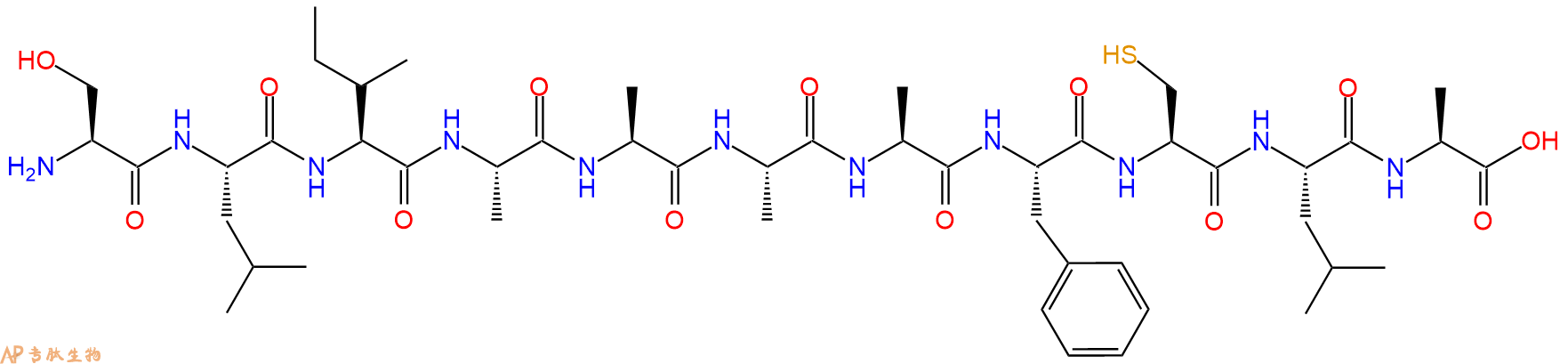 专肽生物产品H2N-Ser-Leu-Ile-Ala-Ala-Ala-Ala-Phe-Cys-Leu-Ala-COOH