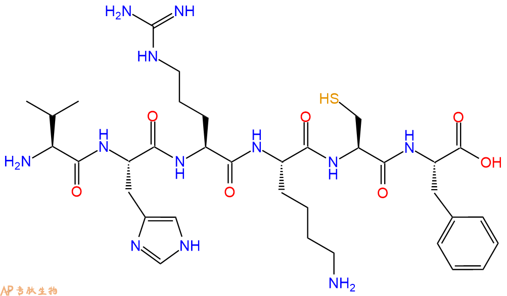 专肽生物产品H2N-Val-His-Arg-Lys-Cys-Phe-COOH