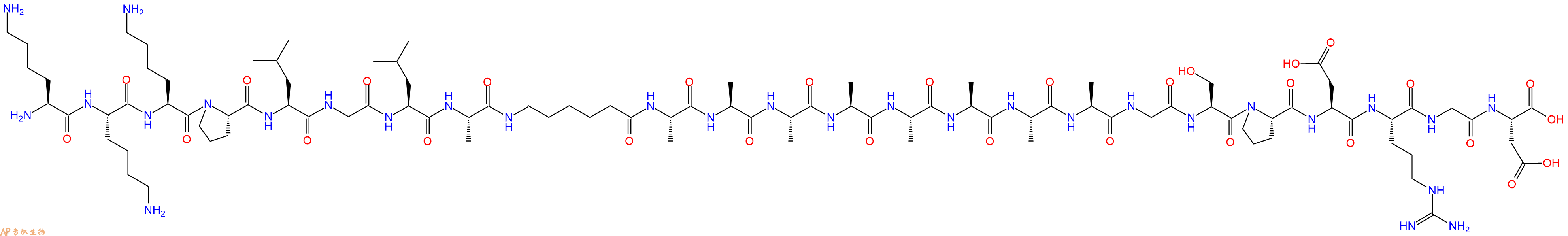 专肽生物产品H2N-Lys-Lys-Lys-Pro-Leu-Gly-Leu-Ala-Ahx-Ala-Ala-Ala-Ala-Ala-Ala-Ala-Ala-Gly-Ser-Pro-Asp-Arg-Gly-Asp-COOH