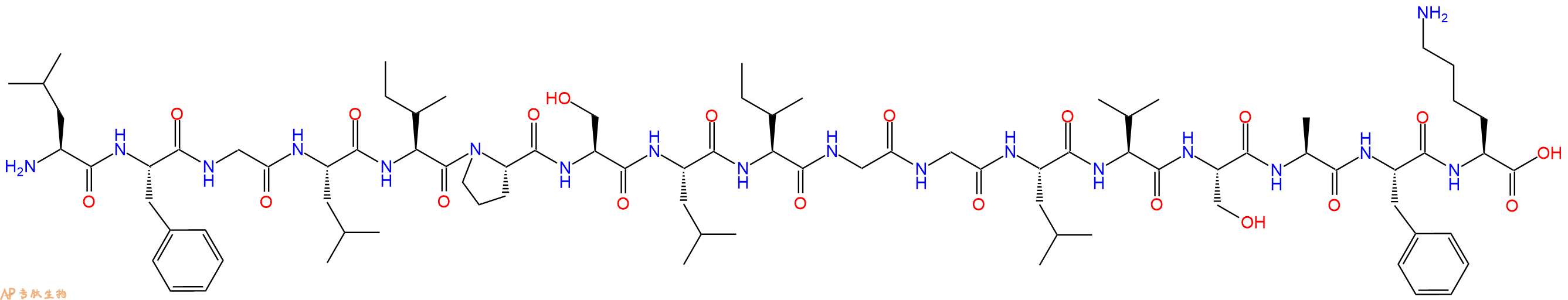 专肽生物产品H2N-Leu-Phe-Gly-Leu-Ile-Pro-Ser-Leu-Ile-Gly-Gly-Leu-Val-Ser-Ala-Phe-Lys-COOH
