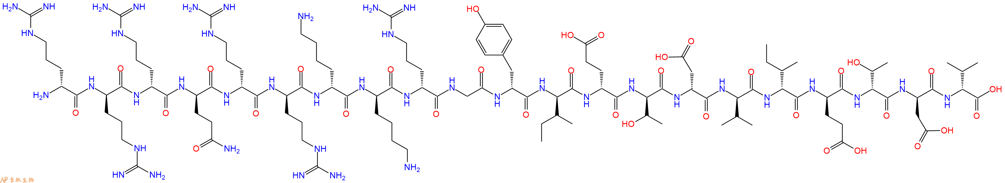 专肽生物产品H2N-DArg-DArg-DArg-DGln-DArg-DArg-DLys-DLys-DArg-Gly-DTyr-DIle-DGlu-DThr-DAsp-DVal-DIle-DGlu-DThr-DAsp-DVal-COOH