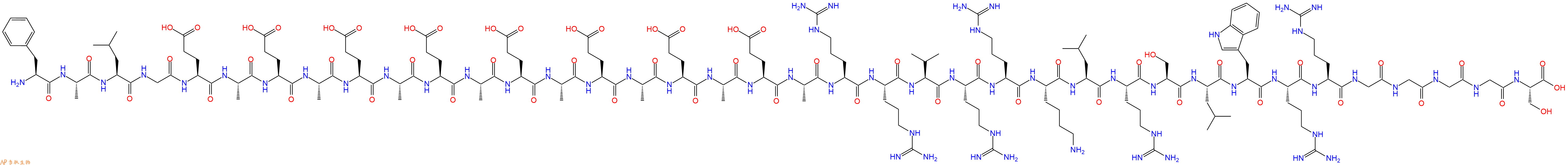 专肽生物产品H2N-Phe-Ala-Leu-Gly-Glu-Ala-Glu-Ala-Glu-Ala-Glu-Ala-Glu-Ala-Glu-Ala-Glu-Ala-Glu-Ala-Arg-Arg-Val-Arg-Arg-Lys-Leu-Arg-Ser-Leu-Trp-Arg-Arg-Gly-Gly-Gly-Gly-Ser-COOH