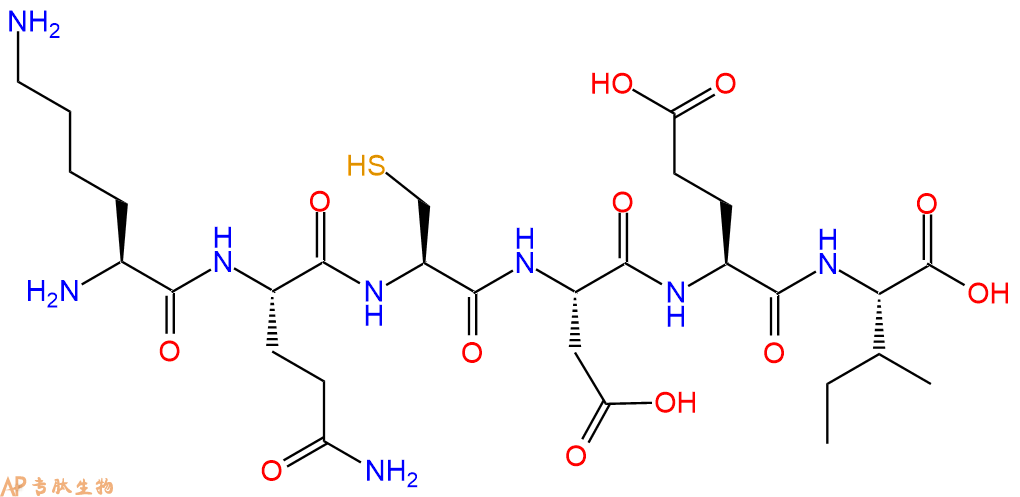 专肽生物产品H2N-Lys-Gln-Cys-Asp-Glu-Ile-COOH