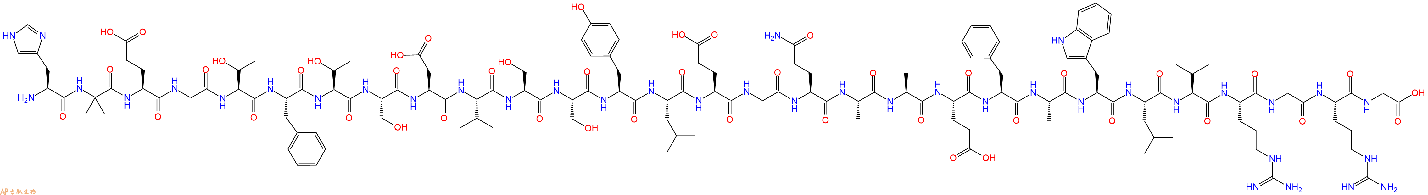 专肽生物产品H2N-His-Aib-Glu-Gly-Thr-Phe-Thr-Ser-Asp-Val-Ser-Ser-Tyr-Leu-Glu-Gly-Gln-Ala-Ala-Glu-Phe-Ala-Trp-Leu-Val-Arg-Gly-Arg-Gly-COOH
